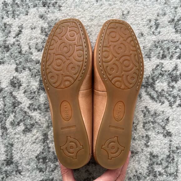 Born Tan Leather Brin Ballet Flats Bow Womens Comfort Casual Neutral 7 - Picture 9 of 9